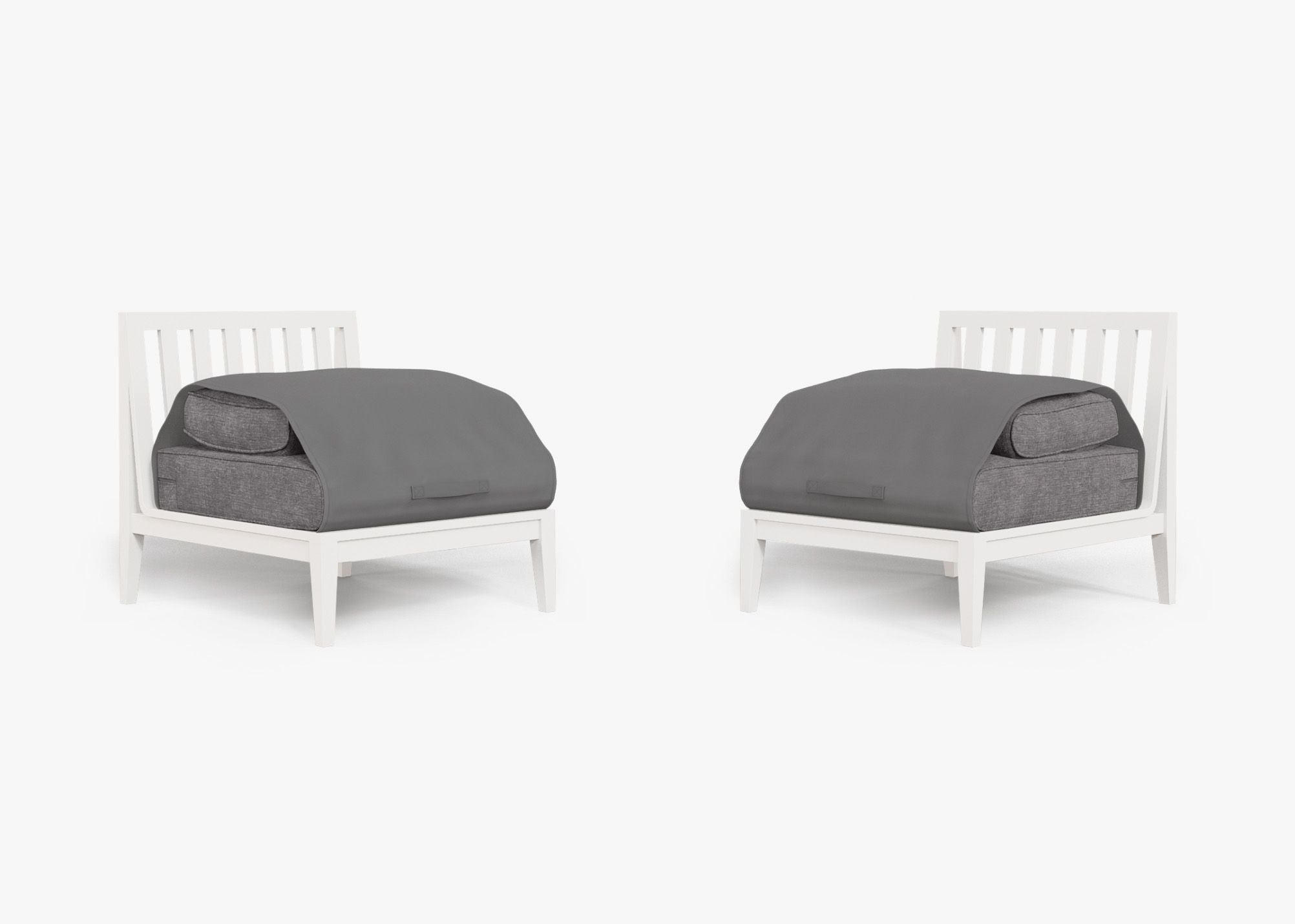 Ensemble de conversation d'extérieur en aluminium blanc sans accoudoirs