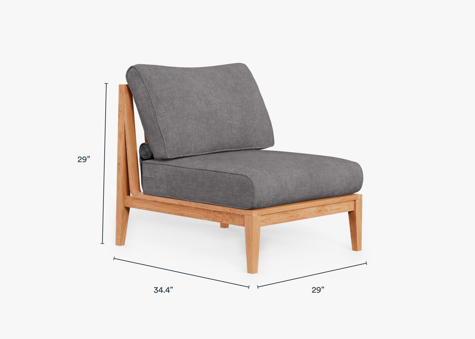 Chaise d'extérieur sans accoudoirs en teck
