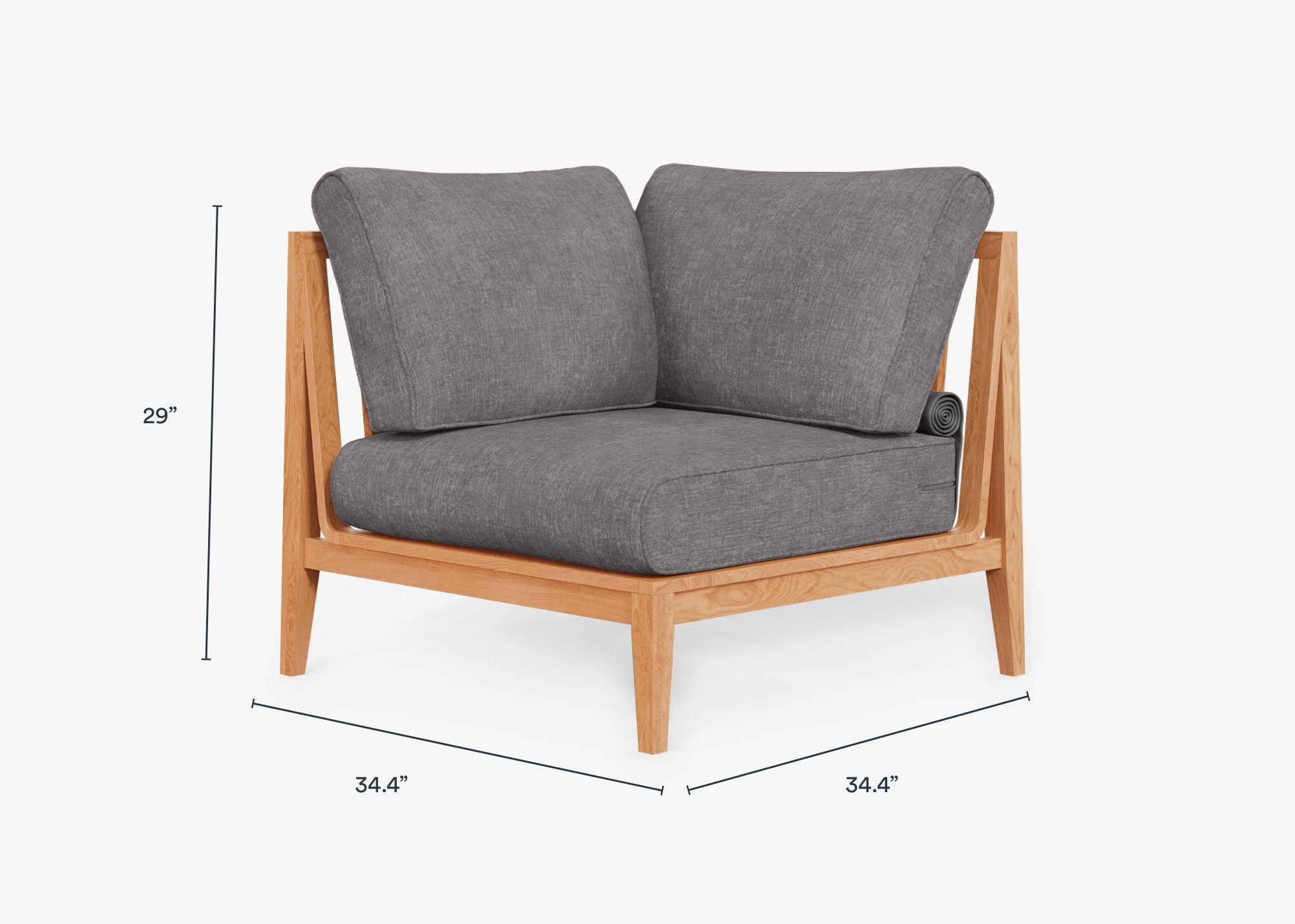 Chaise d'angle d'extérieur en teck - Droite