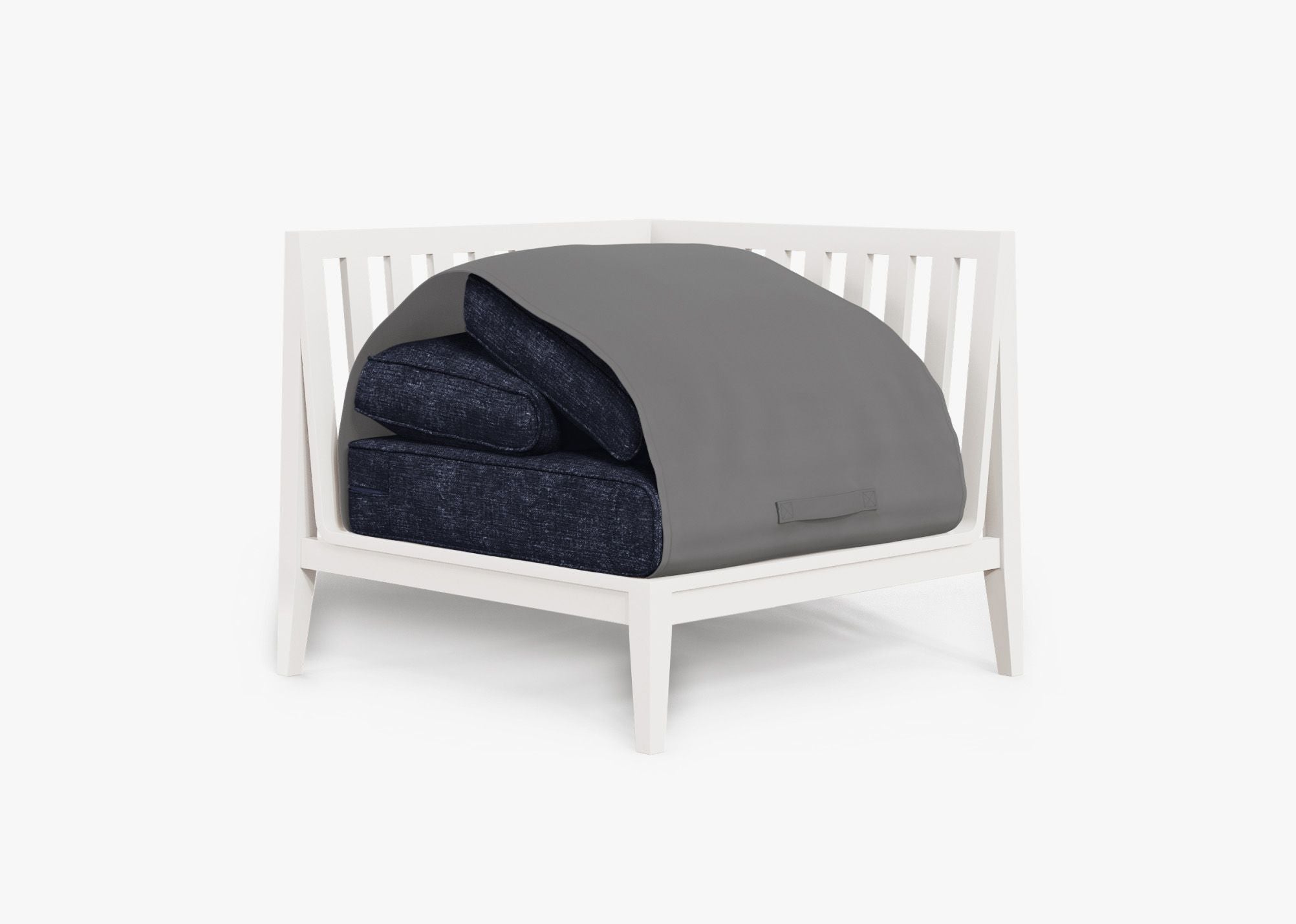 Chaise d'angle d'extérieur en aluminium blanc - Gauche