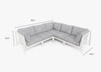 Canapé d'angle d'extérieur en aluminium blanc - 5 places