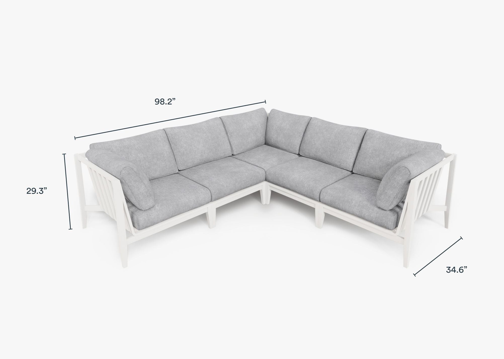 Canapé d'angle d'extérieur en aluminium blanc - 5 places