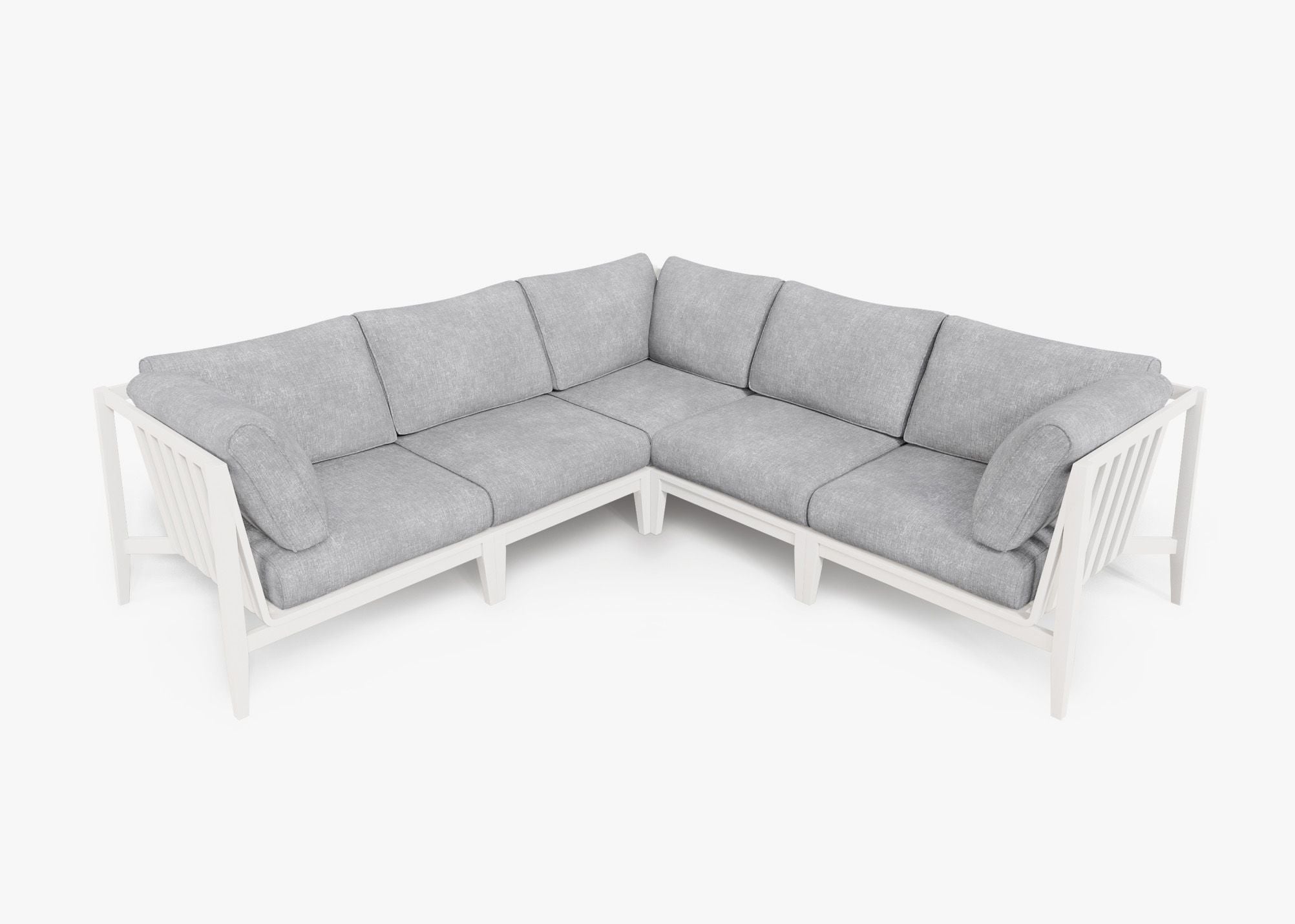Canapé d'angle d'extérieur en aluminium blanc - 5 places