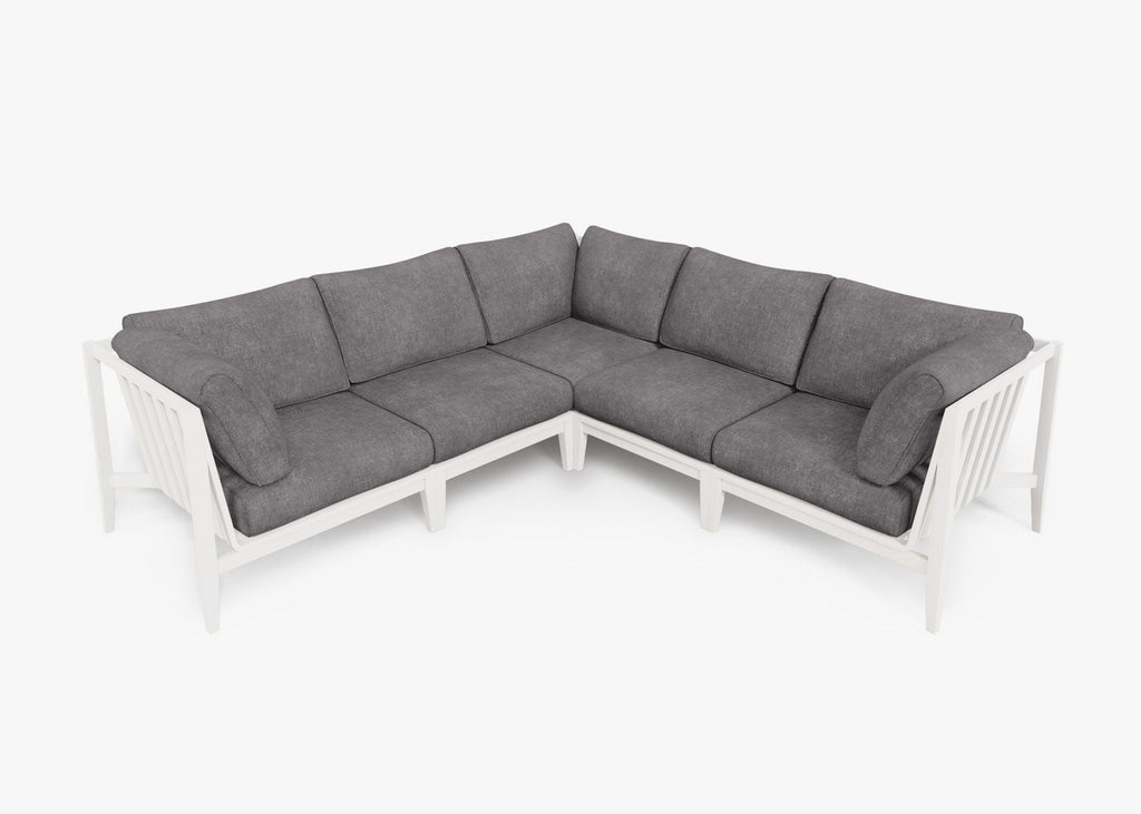 Canapé d'angle d'extérieur en aluminium blanc - 5 places
