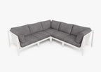 Canapé d'angle d'extérieur en aluminium blanc - 5 places