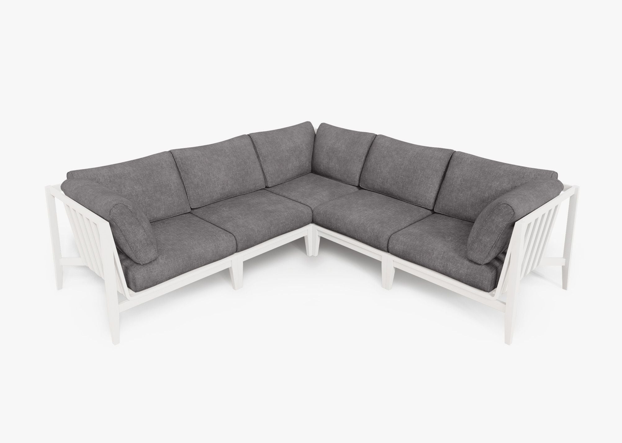 Canapé d'angle d'extérieur en aluminium blanc - 5 places