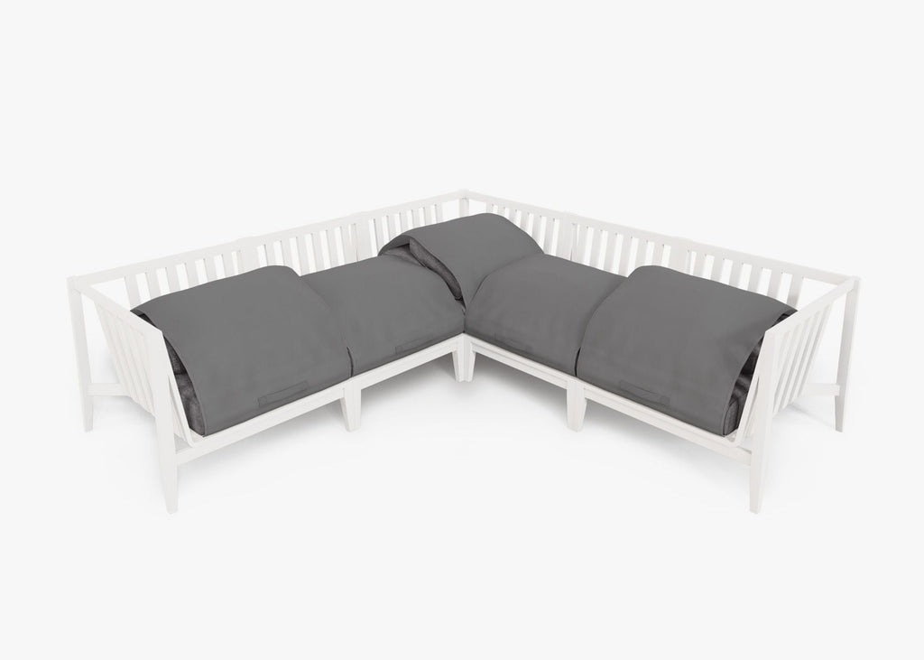 Canapé d'angle d'extérieur en aluminium blanc - 5 places