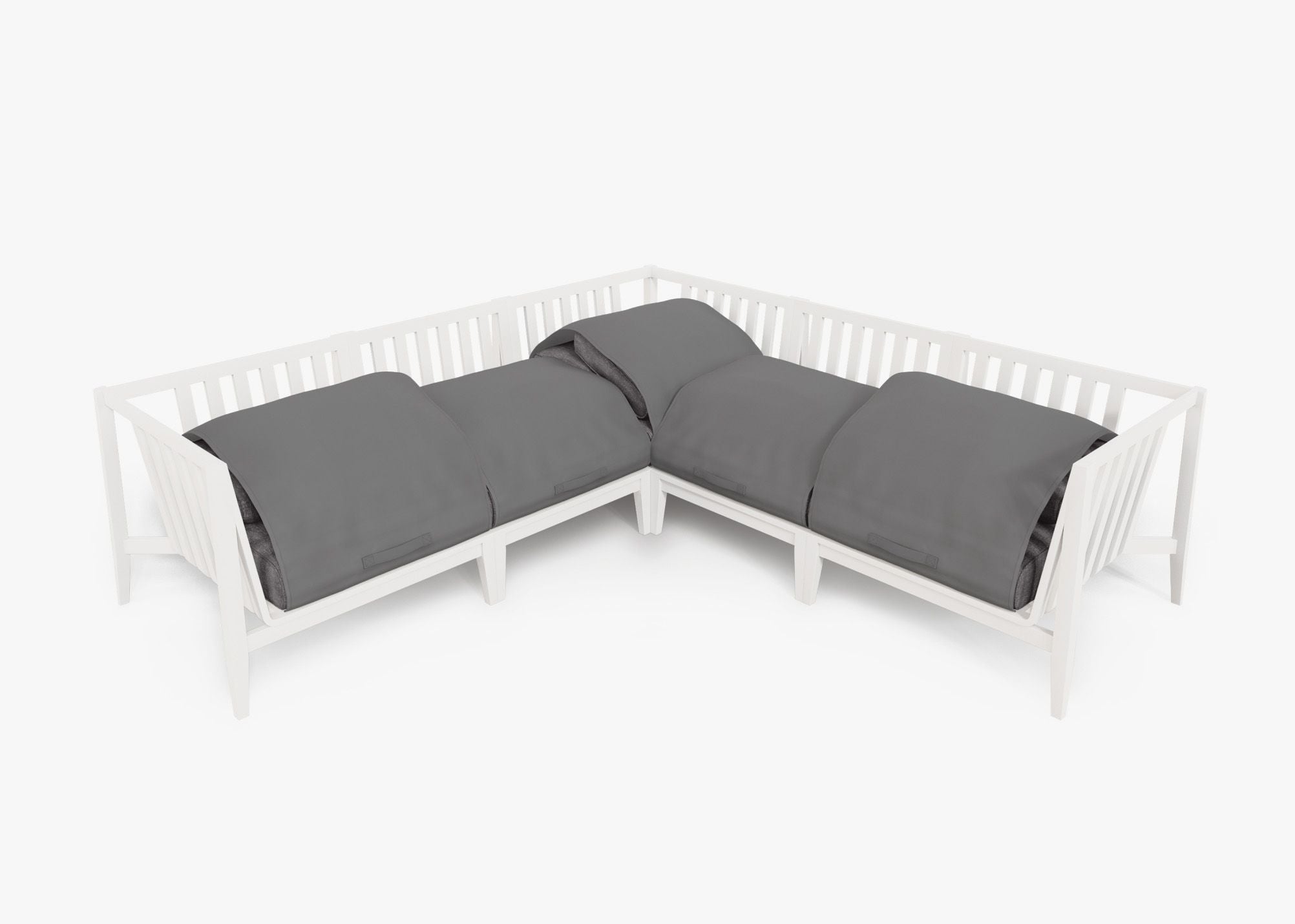 Canapé d'angle d'extérieur en aluminium blanc - 5 places
