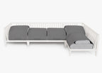 Canapé d'extérieur sectionnel en aluminium blanc - 5 places