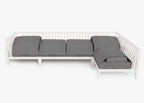 Canapé d'extérieur sectionnel en aluminium blanc - 5 places