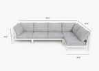 Canapé d'extérieur sectionnel en aluminium blanc - 5 places