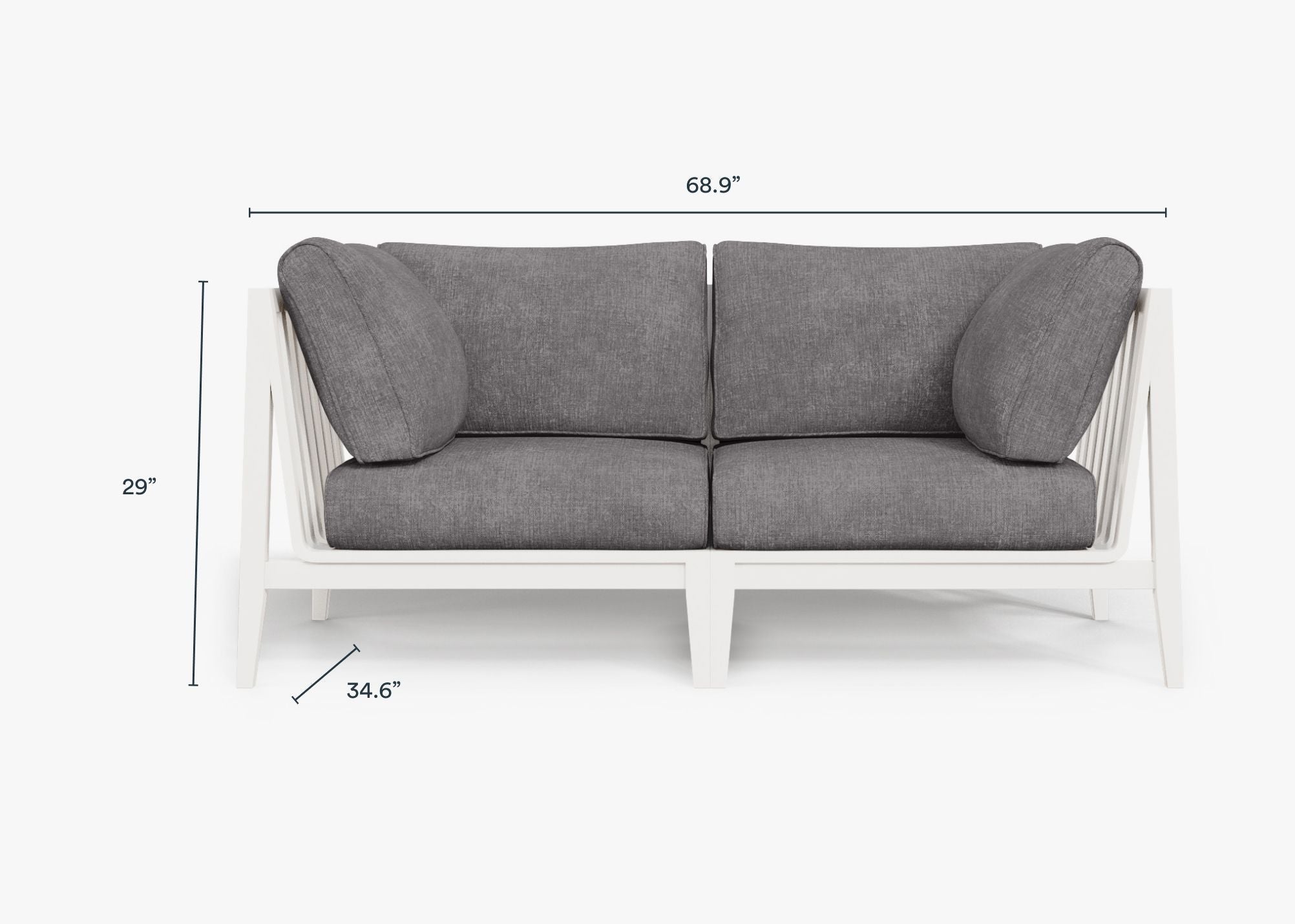 Causeuse d'extérieur en aluminium blanc