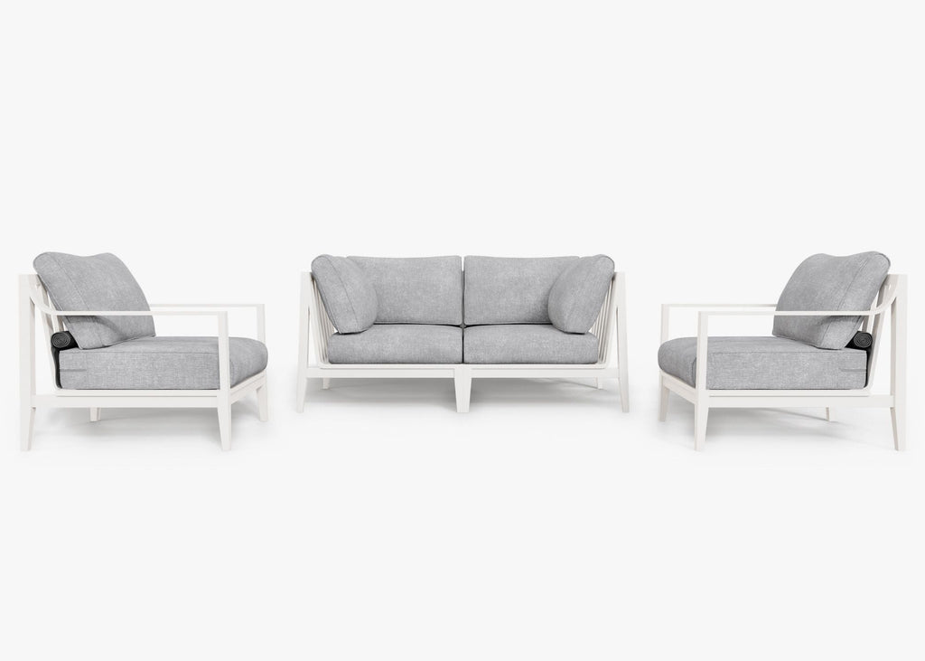 Canapé d'extérieur en aluminium blanc avec fauteuils - 4 places