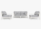 Canapé d'extérieur en aluminium blanc avec fauteuils - 4 places