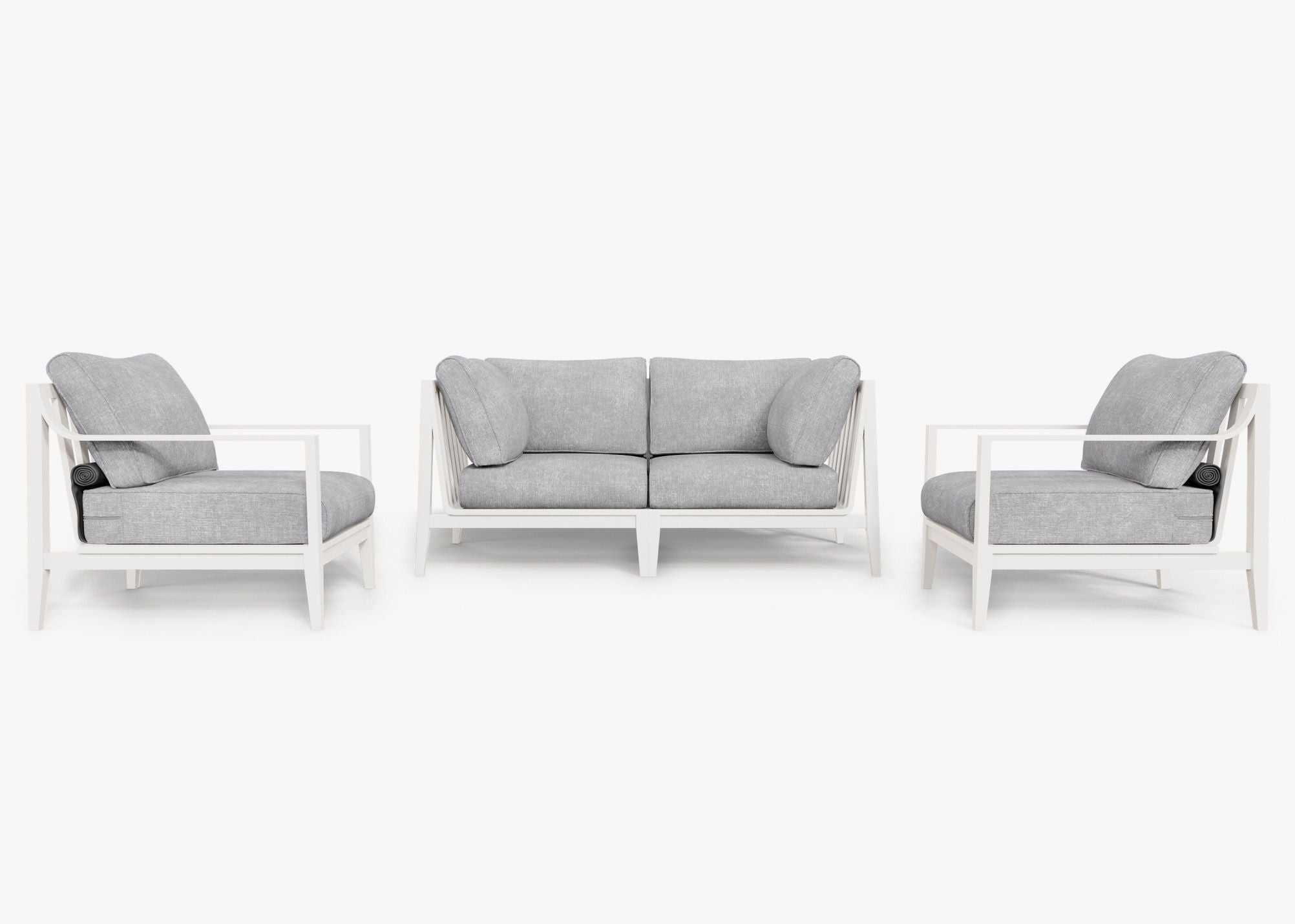 Canapé d'extérieur en aluminium blanc avec fauteuils - 4 places