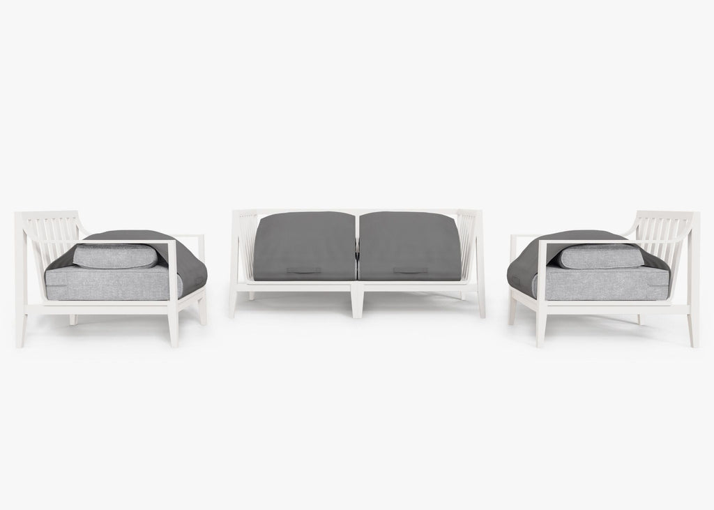 Canapé d'extérieur en aluminium blanc avec fauteuils - 4 places