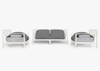 Canapé d'extérieur en aluminium blanc avec fauteuils - 4 places