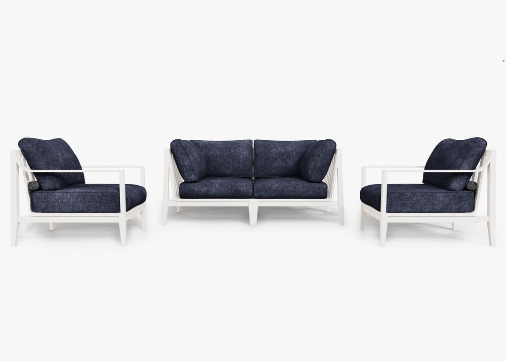 Canapé d'extérieur en aluminium blanc avec fauteuils - 4 places