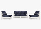 Canapé d'extérieur en aluminium blanc avec fauteuils - 4 places