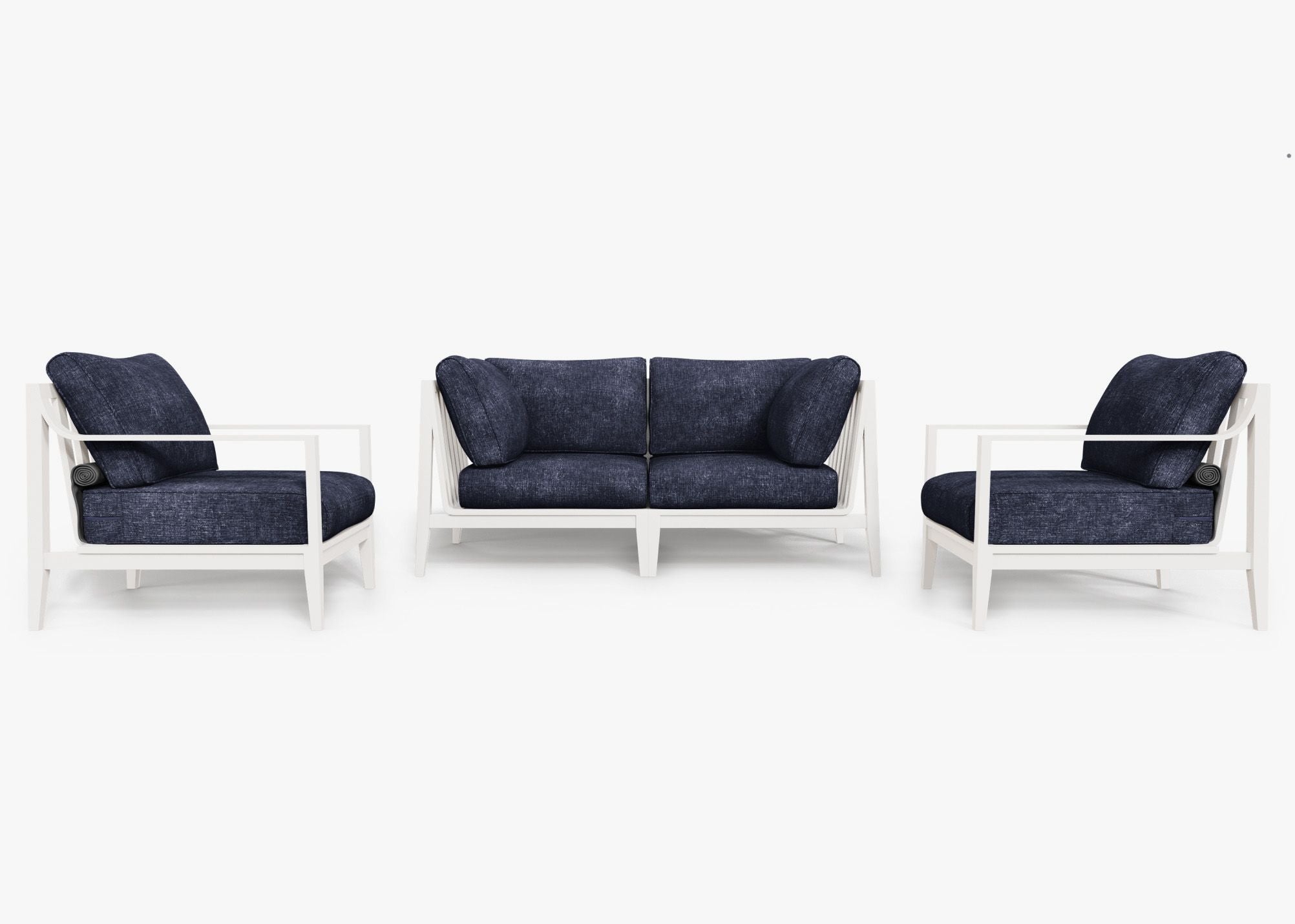 Canapé d'extérieur en aluminium blanc avec fauteuils - 4 places