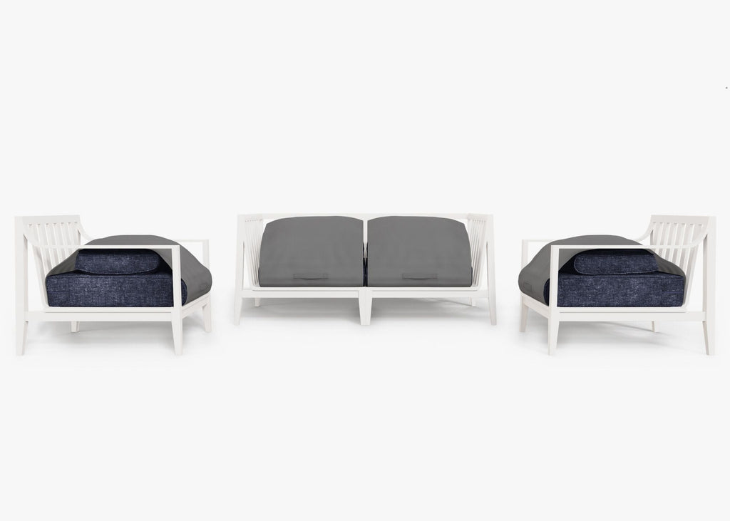 Canapé d'extérieur en aluminium blanc avec fauteuils - 4 places