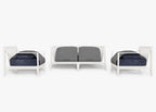 Canapé d'extérieur en aluminium blanc avec fauteuils - 4 places
