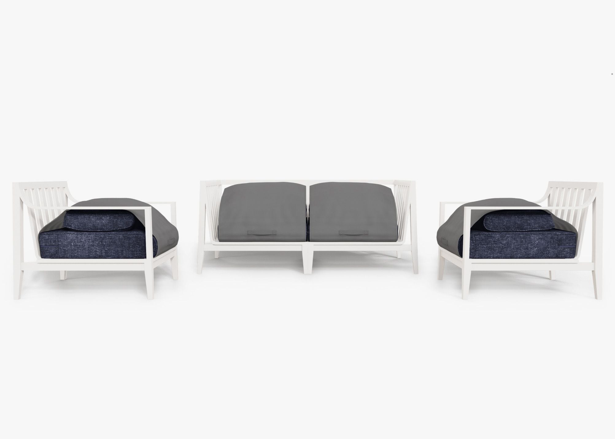 Canapé d'extérieur en aluminium blanc avec fauteuils - 4 places
