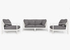 Canapé d'extérieur en aluminium blanc avec fauteuils - 4 places