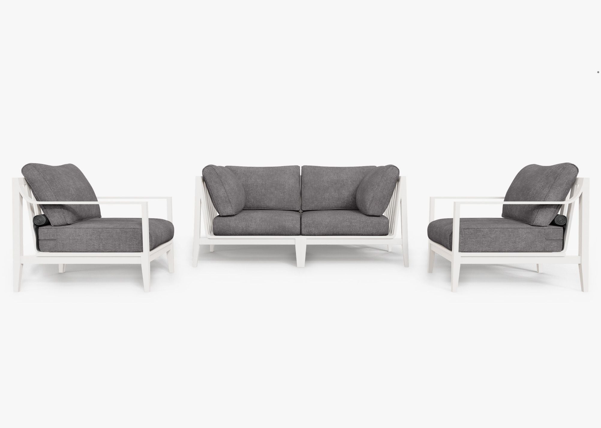 Canapé d'extérieur en aluminium blanc avec fauteuils - 4 places