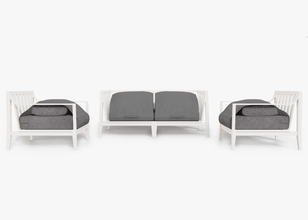 Canapé d'extérieur en aluminium blanc avec fauteuils - 4 places