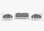 Canapé d'extérieur en aluminium blanc avec fauteuils - 4 places
