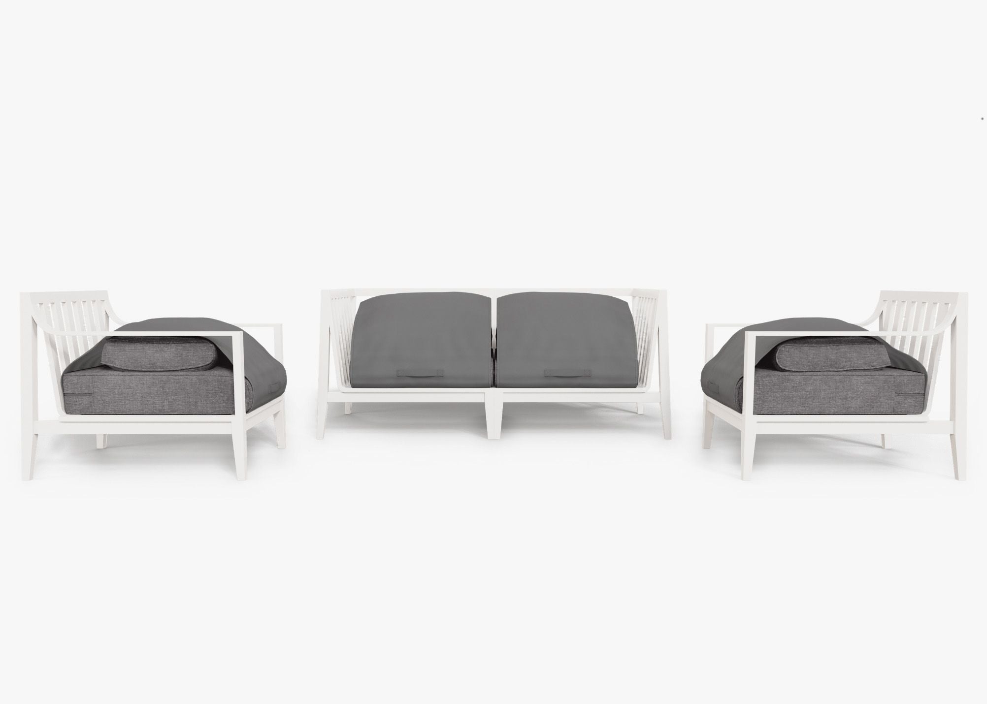Canapé d'extérieur en aluminium blanc avec fauteuils - 4 places