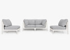 Canapé d'extérieur en aluminium blanc avec accoudoirs - 4 places