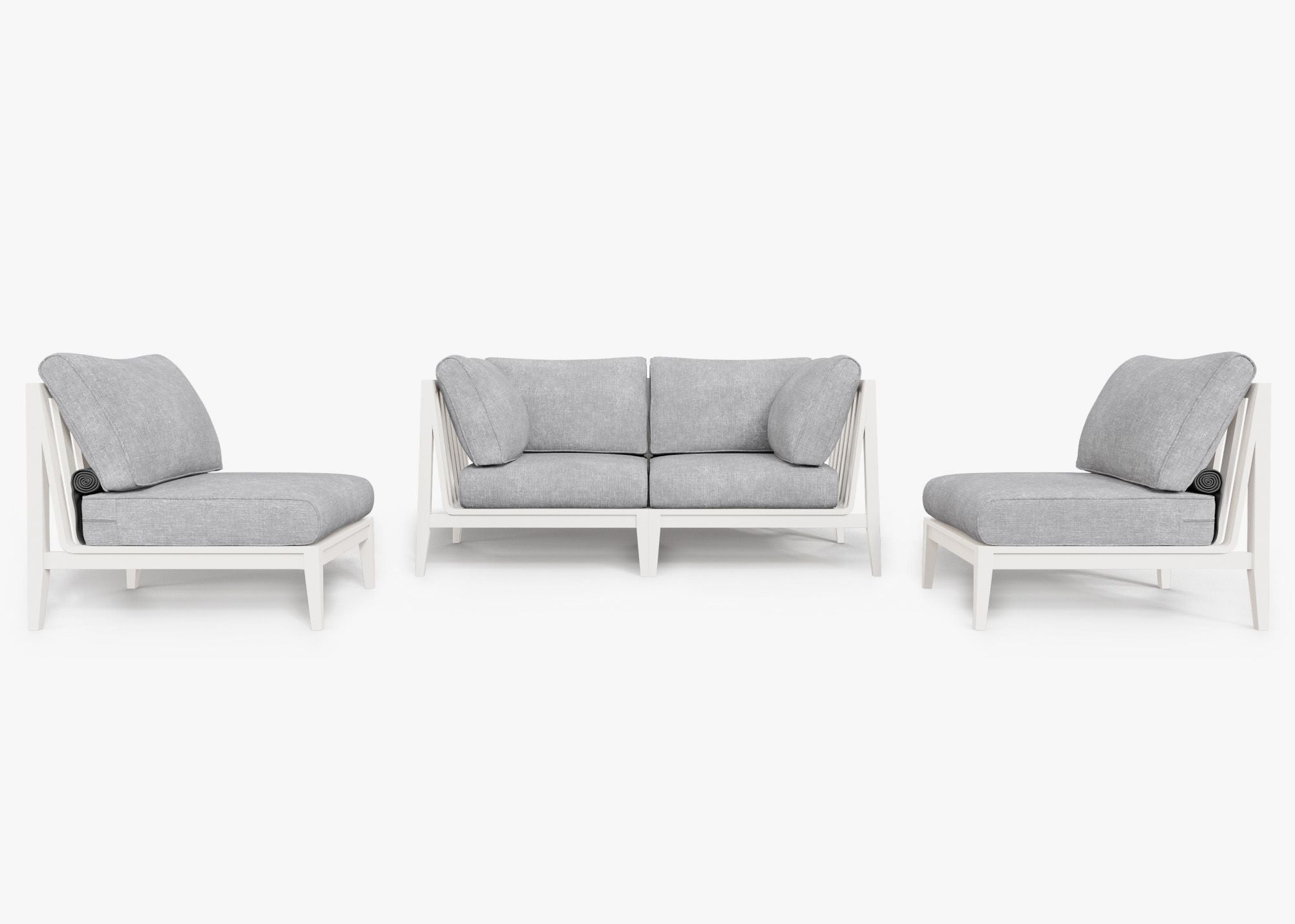 Canapé d'extérieur en aluminium blanc avec accoudoirs - 4 places