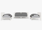 Canapé d'extérieur en aluminium blanc avec accoudoirs - 4 places