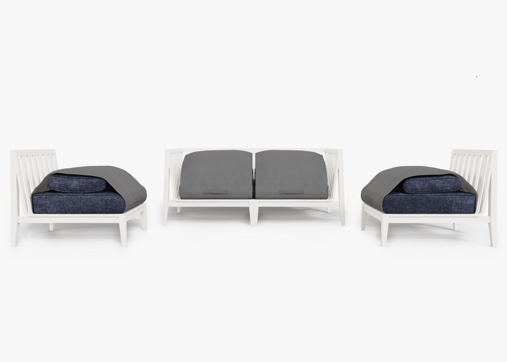 Canapé d'extérieur en aluminium blanc avec accoudoirs - 4 places