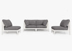 Canapé d'extérieur en aluminium blanc avec accoudoirs - 4 places