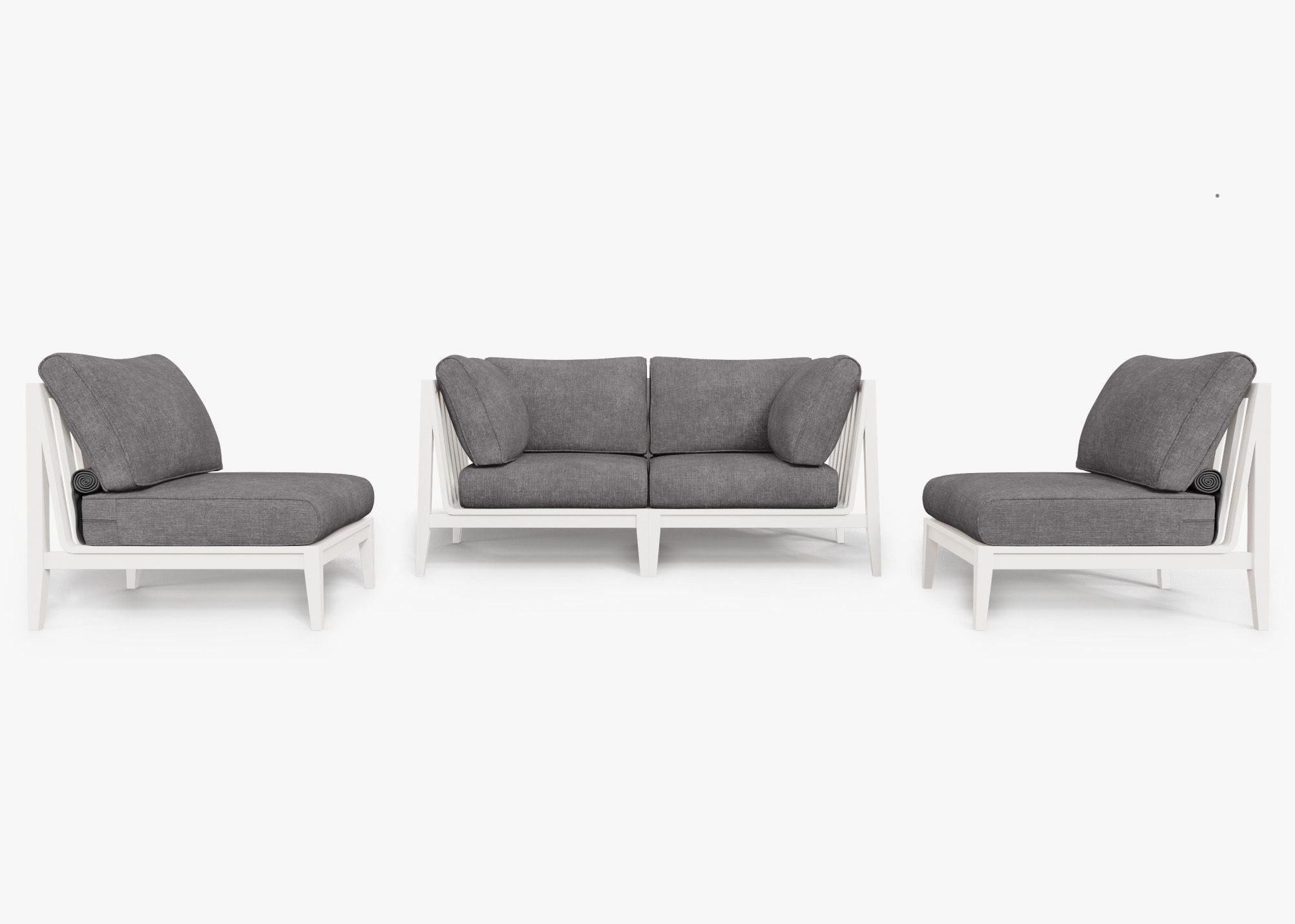 Canapé d'extérieur en aluminium blanc avec accoudoirs - 4 places