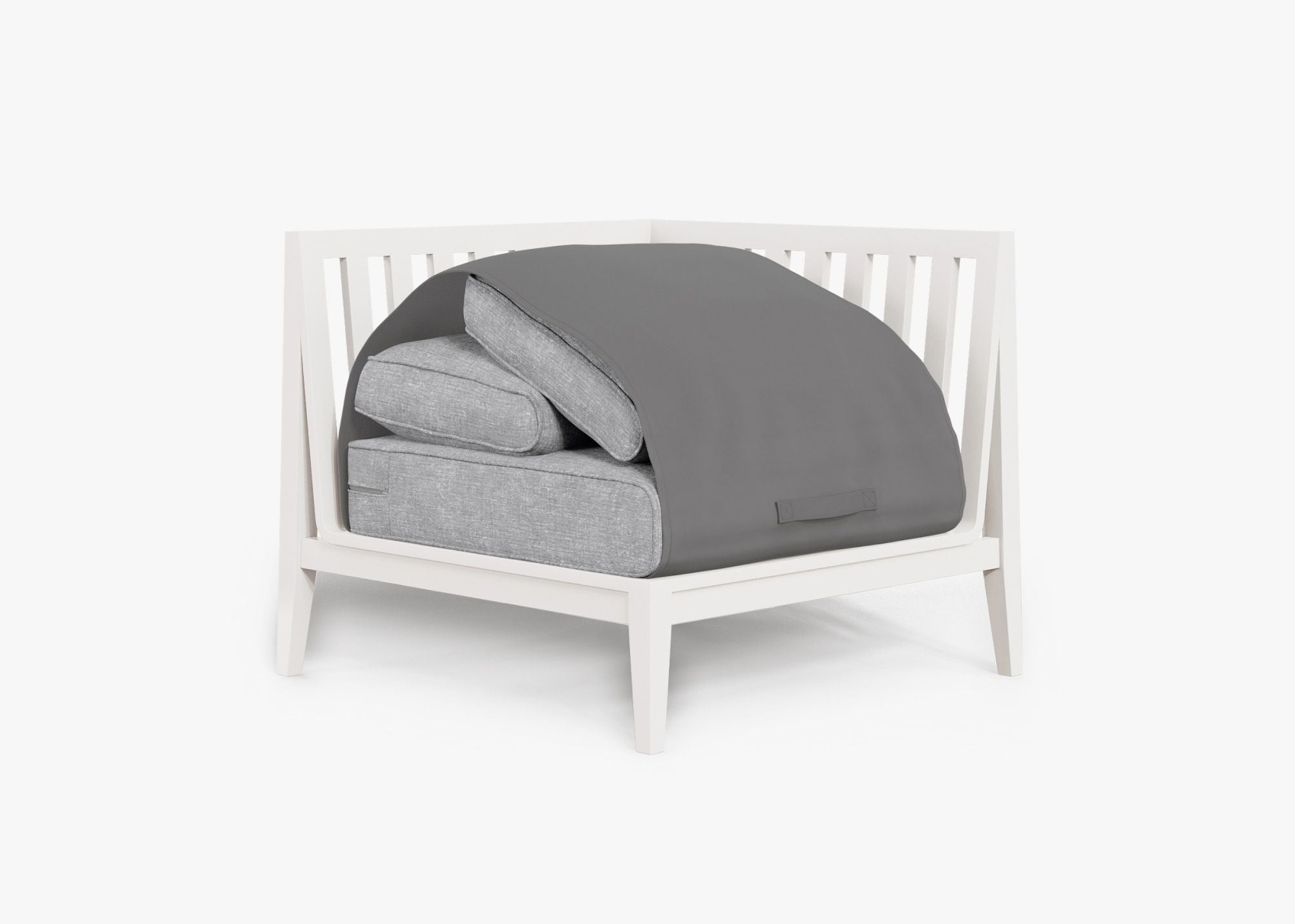 Chaise sectionnelle d'extérieur en aluminium blanc - Gauche