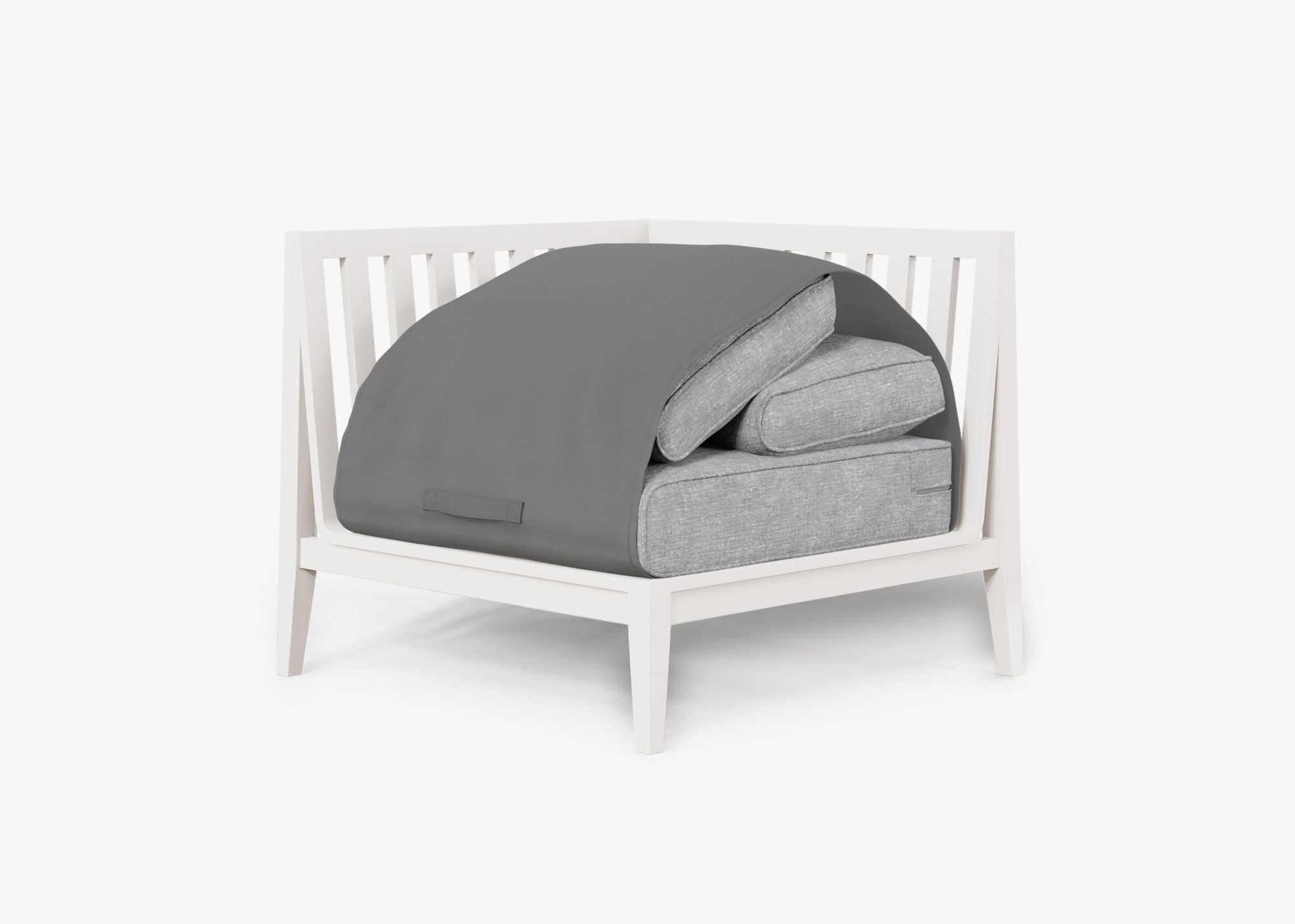 Chaise sectionnelle d'extérieur en aluminium blanc - Droite