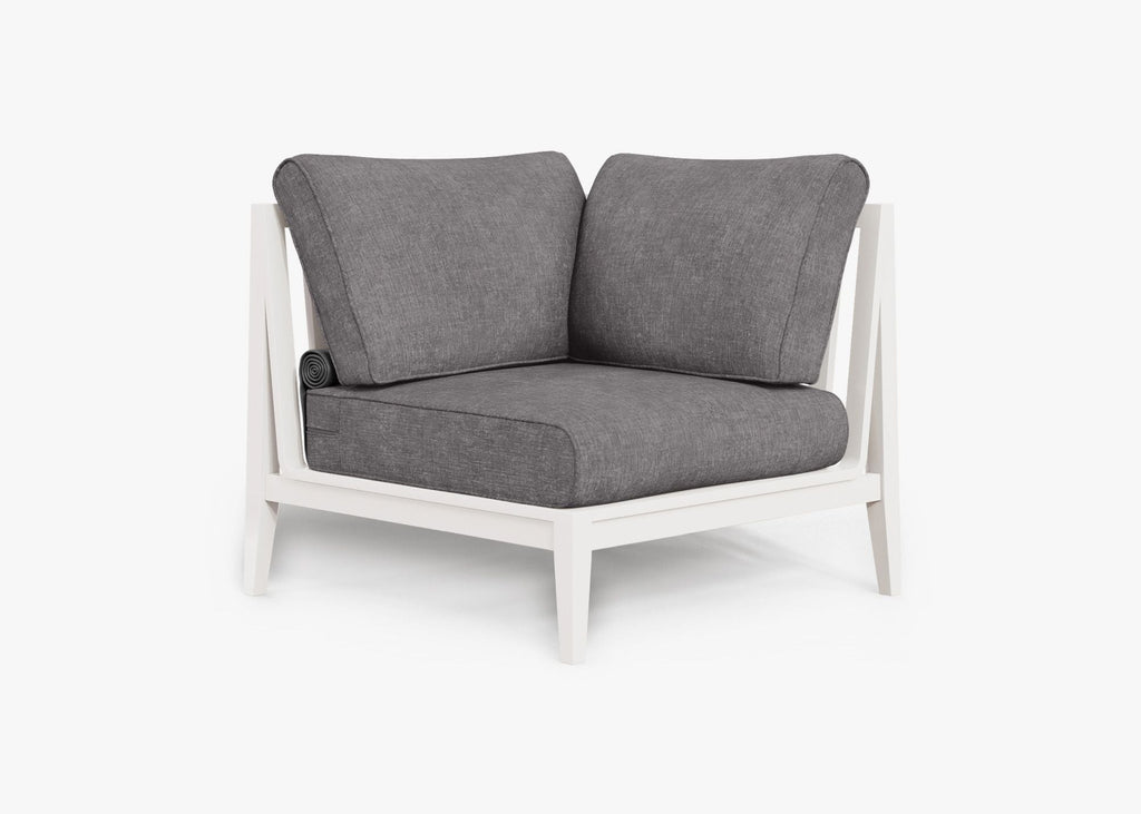 Chaise sectionnelle d'extérieur en aluminium blanc - Gauche