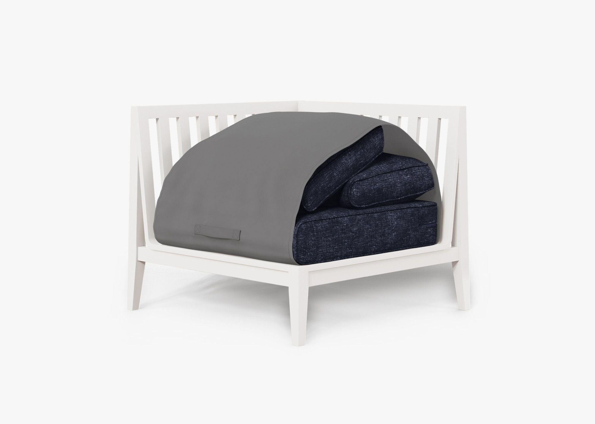 Chaise sectionnelle d'extérieur en aluminium blanc - Droite