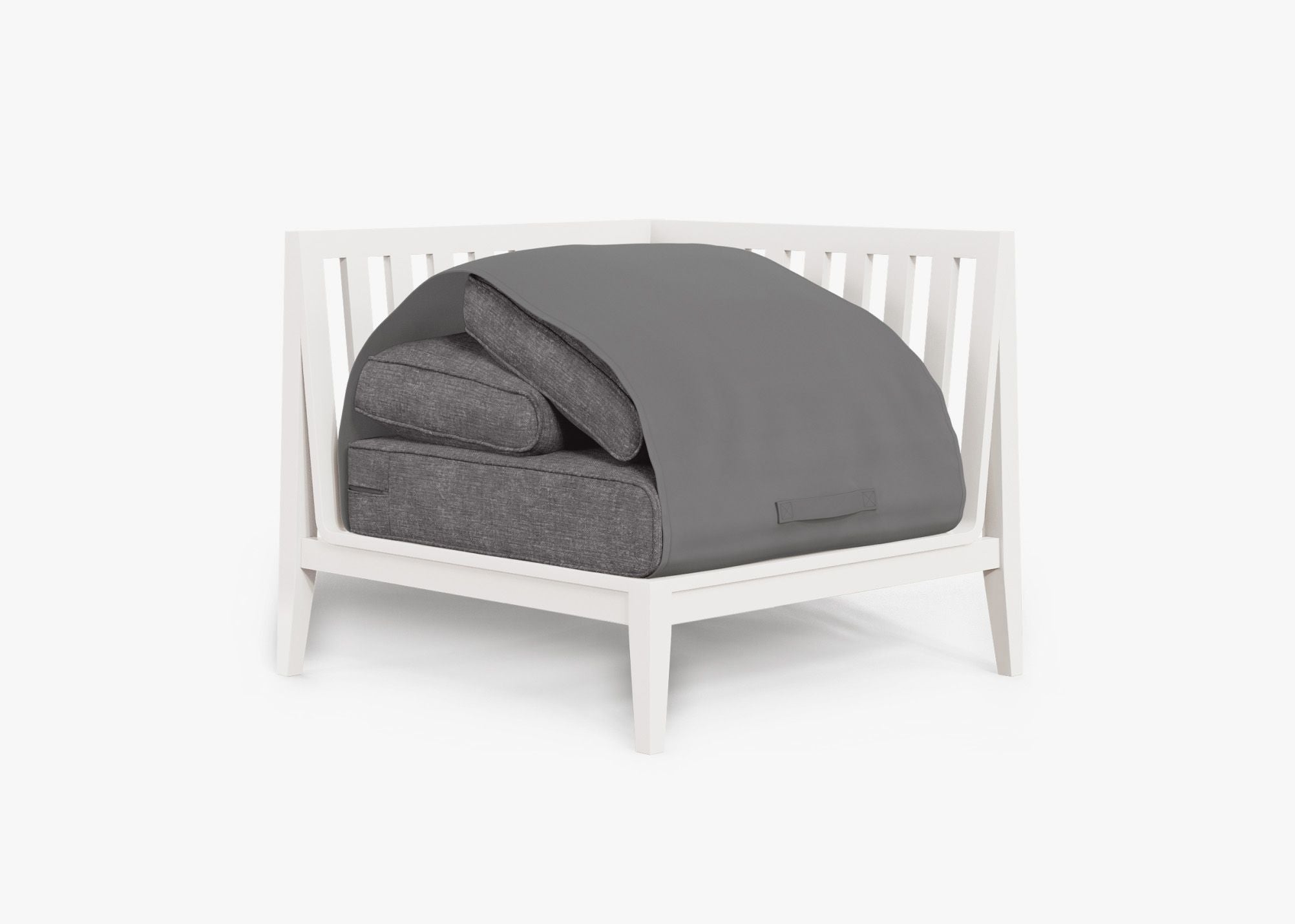 Chaise sectionnelle d'extérieur en aluminium blanc - Gauche