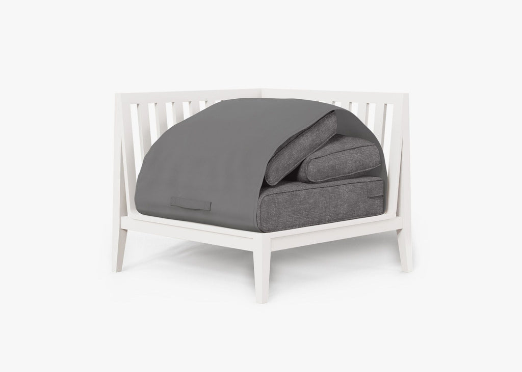 Chaise sectionnelle d'extérieur en aluminium blanc - Droite