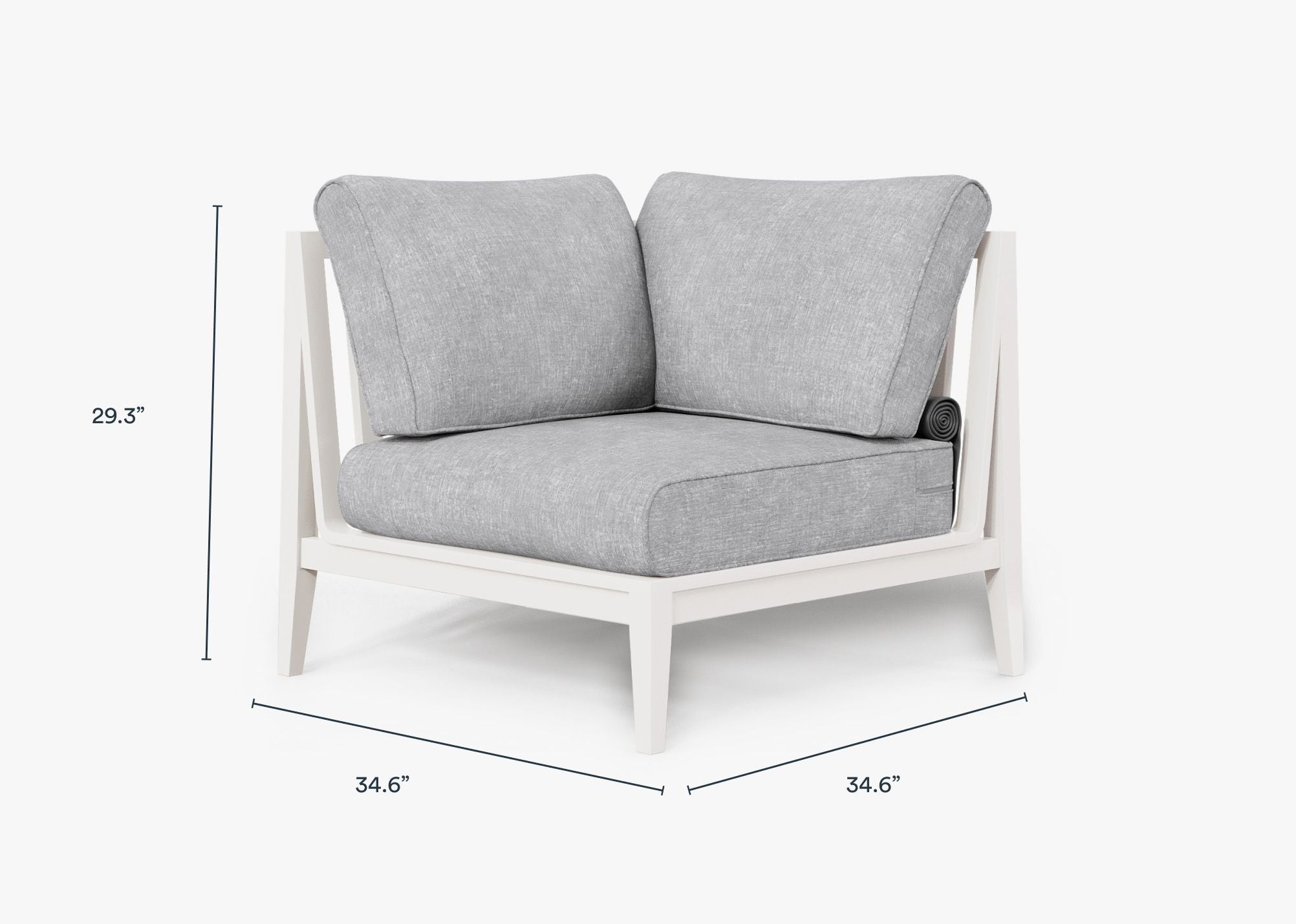 Chaise sectionnelle d'extérieur en aluminium blanc - Droite