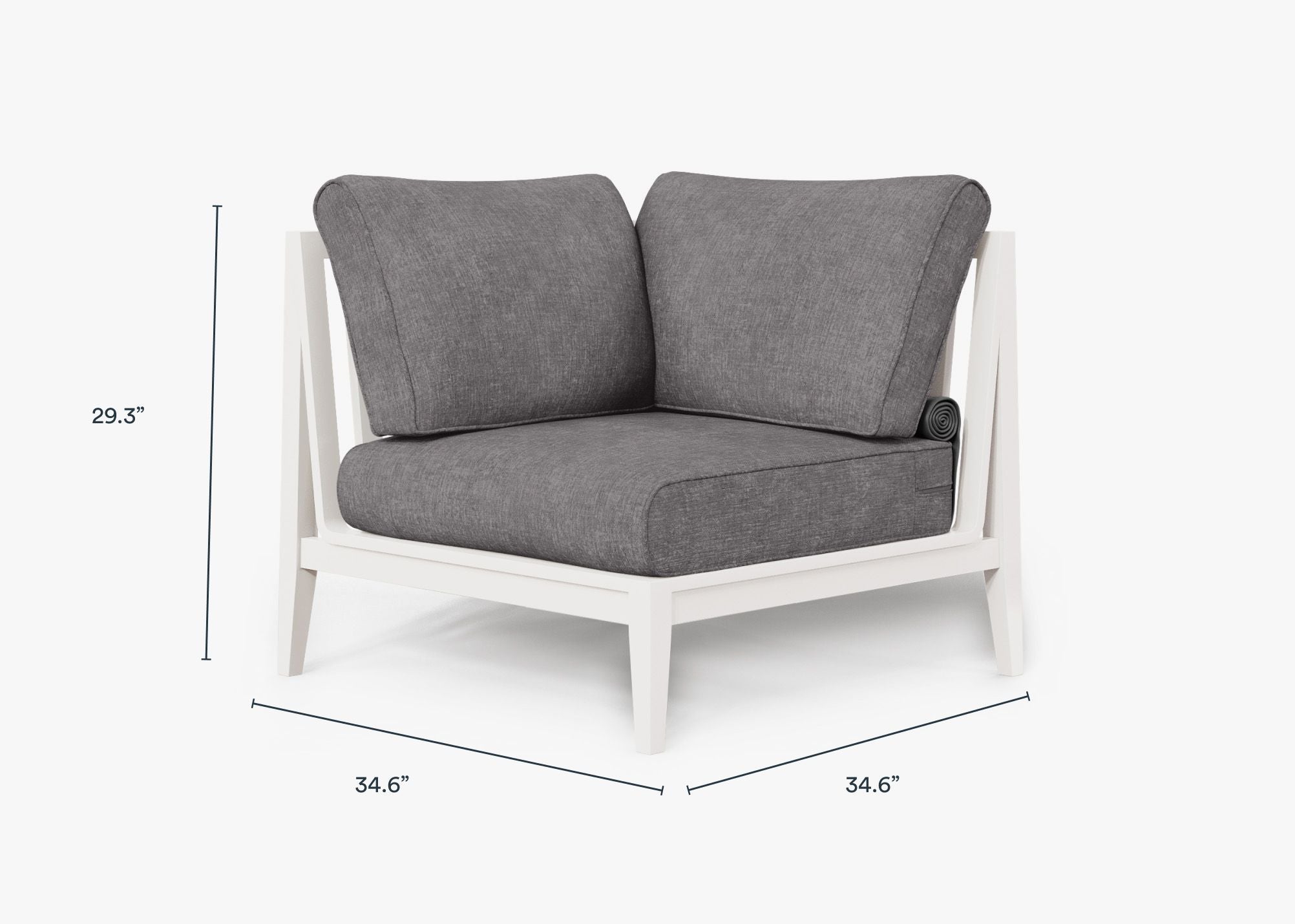 Chaise sectionnelle d'extérieur en aluminium blanc - Droite