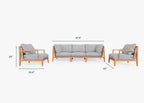 Canapé d'extérieur en teck avec fauteuils - 5 places