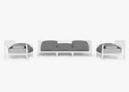 Canapé d'extérieur en aluminium blanc avec fauteuils - 5 places