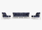 Canapé d'extérieur en aluminium blanc avec fauteuils - 5 places