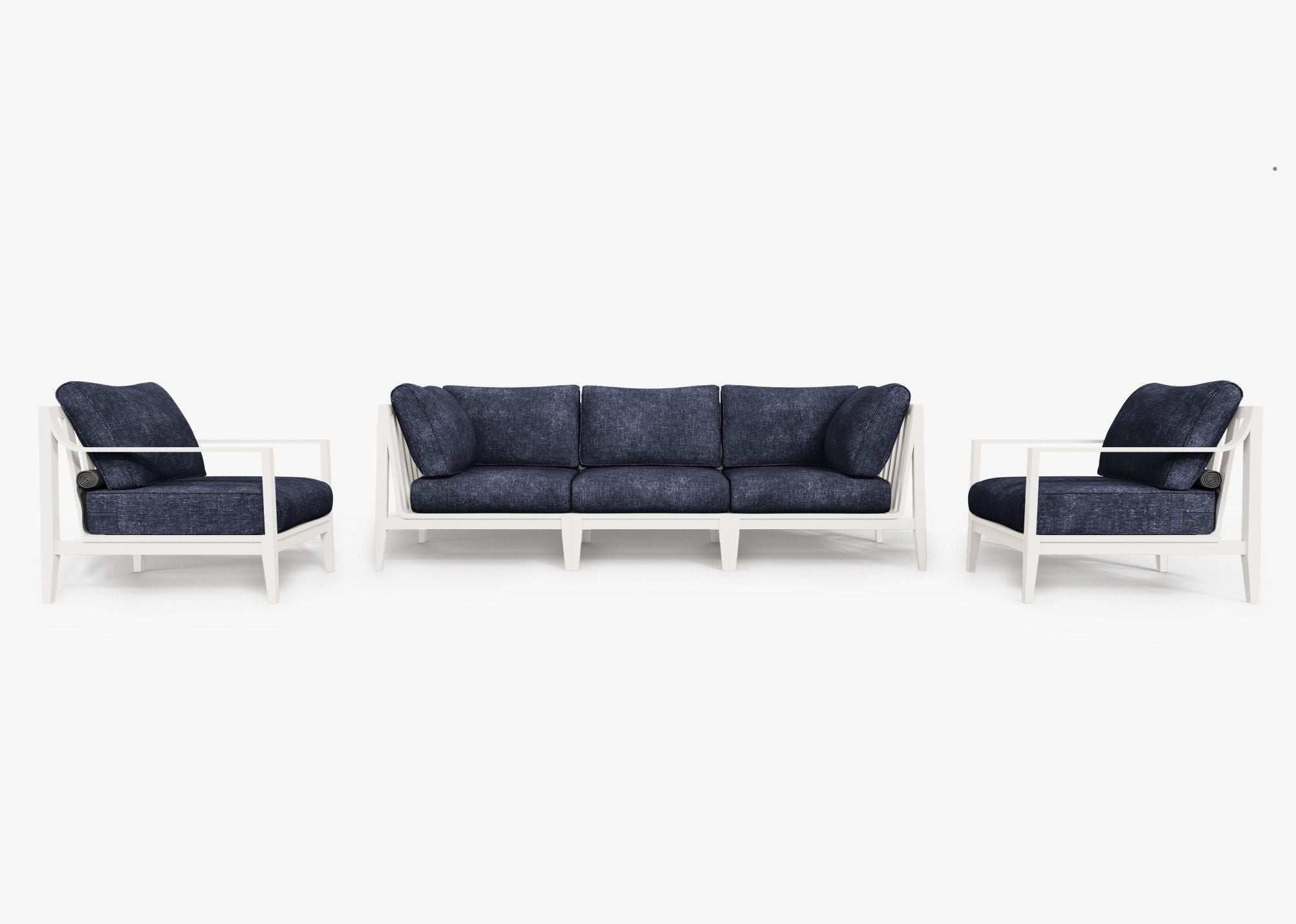 Canapé d'extérieur en aluminium blanc avec fauteuils - 5 places